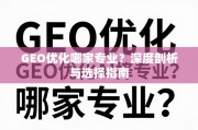 GEO优化专业选择指南