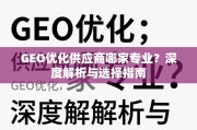 GEO优化供应商选择指南，专业解析与避坑要点