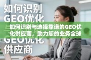 GEO优化供应商选择指南，助力业务全球化腾飞