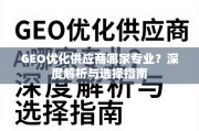 GEO优化供应商选择指南，专业解析与避坑要点