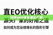 GEO优化，源头厂家的业绩增长引擎