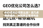 GEO优化公司怎么选？避坑指南助你找到靠谱合作伙伴