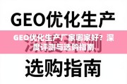GEO优化生产厂家选购指南与深度评测