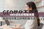 GEO优化，如何找到真正好用的服务商？