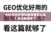 GEO优化服务商选择指南