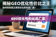 揭秘GEO优化性价比之王，如何找到真正高性价比的优质厂家？
