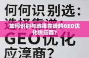 GEO优化供应商怎么选？