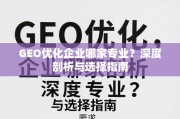 GEO优化企业选择指南，专业深度剖析与避坑技巧