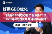 2023年GEO优化服务商评测与选择指南