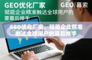 GEO优化厂家，全球精准触达的幕后推手