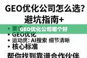 GEO优化公司怎么选？避坑指南+核心标准，帮你找到靠谱合作伙伴！
