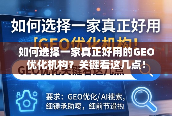 如何选择一家真正好用的GEO优化机构？关键看这几点！