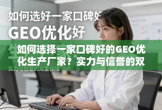实力与信誉双重保障,GEO优化生产厂家这样选 如何选择一家口碑好的GEO优化生产厂家?实力与信誉的双重保障