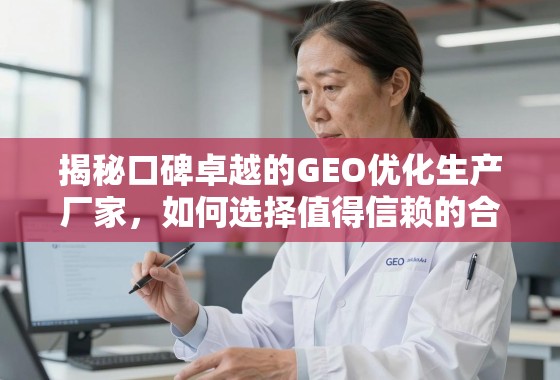 如何选择值得信赖的GEO优化生产厂家? 揭秘口碑卓越的GEO优化生产厂家,如何选择值得信赖的合作伙伴?